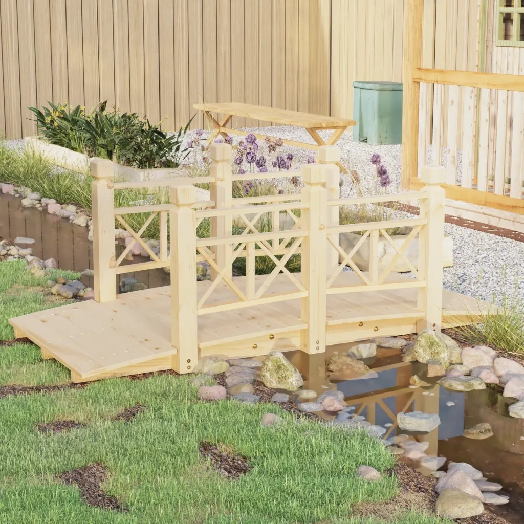 Ponte Giardino Ringhiere 150x67x56cm Legno Massello Abete Rossocod mxl 103540