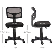 Sedia da ufficio ULEVR ergonomica girevole con altezza regolabile e 5 ruote, senza braccioli, nera