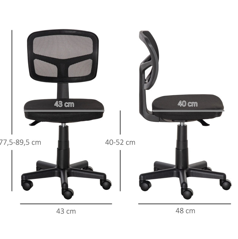 Sedia da ufficio ULEVR ergonomica girevole con altezza regolabile e 5 ruote, senza braccioli, nera