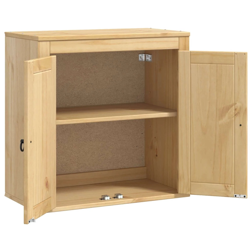 Mobiletto rettangolare moderno con ripiano 60 x 32 x 60 cm pratico contenitore per il soggiorno pino massiccio color miele 02_0058887