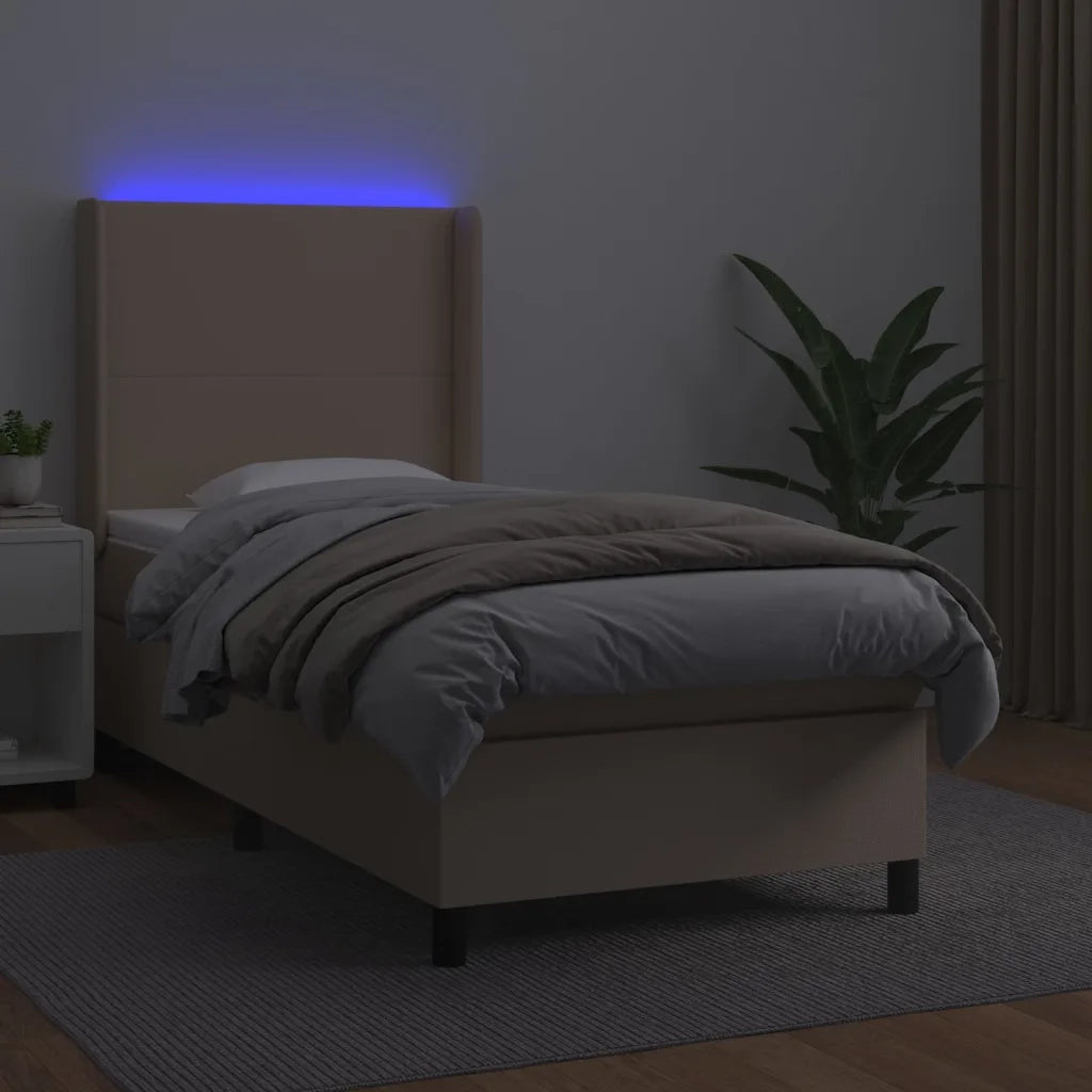 Giroletto Molle Materasso e LED Cappuccino 90x190 cm Similpelle cod mxl 64822