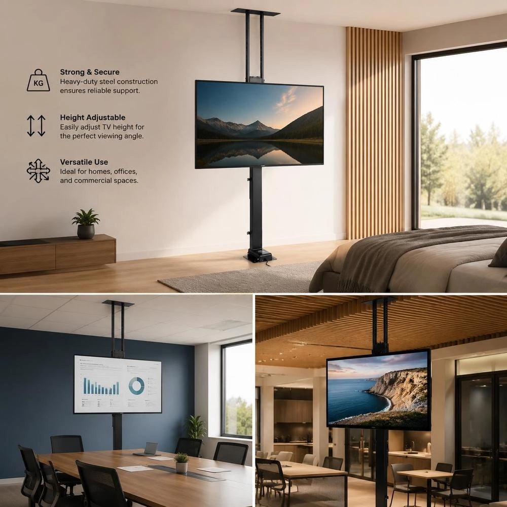 Motorized TV Lift Stand, Adjustable Bracket For 813-1178 Mm TVs (54 Kg Load Capacity), Electric TV Mount With Remote Control, TV Stand With Max. VESA 60 X 40 Cm