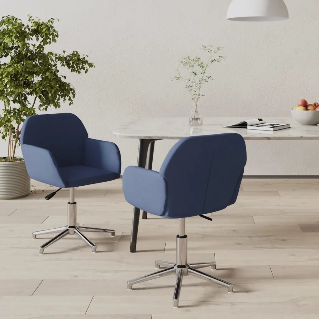 Sedie da Pranzo Girevoli 2 pz Blu in Tessuto 3103042