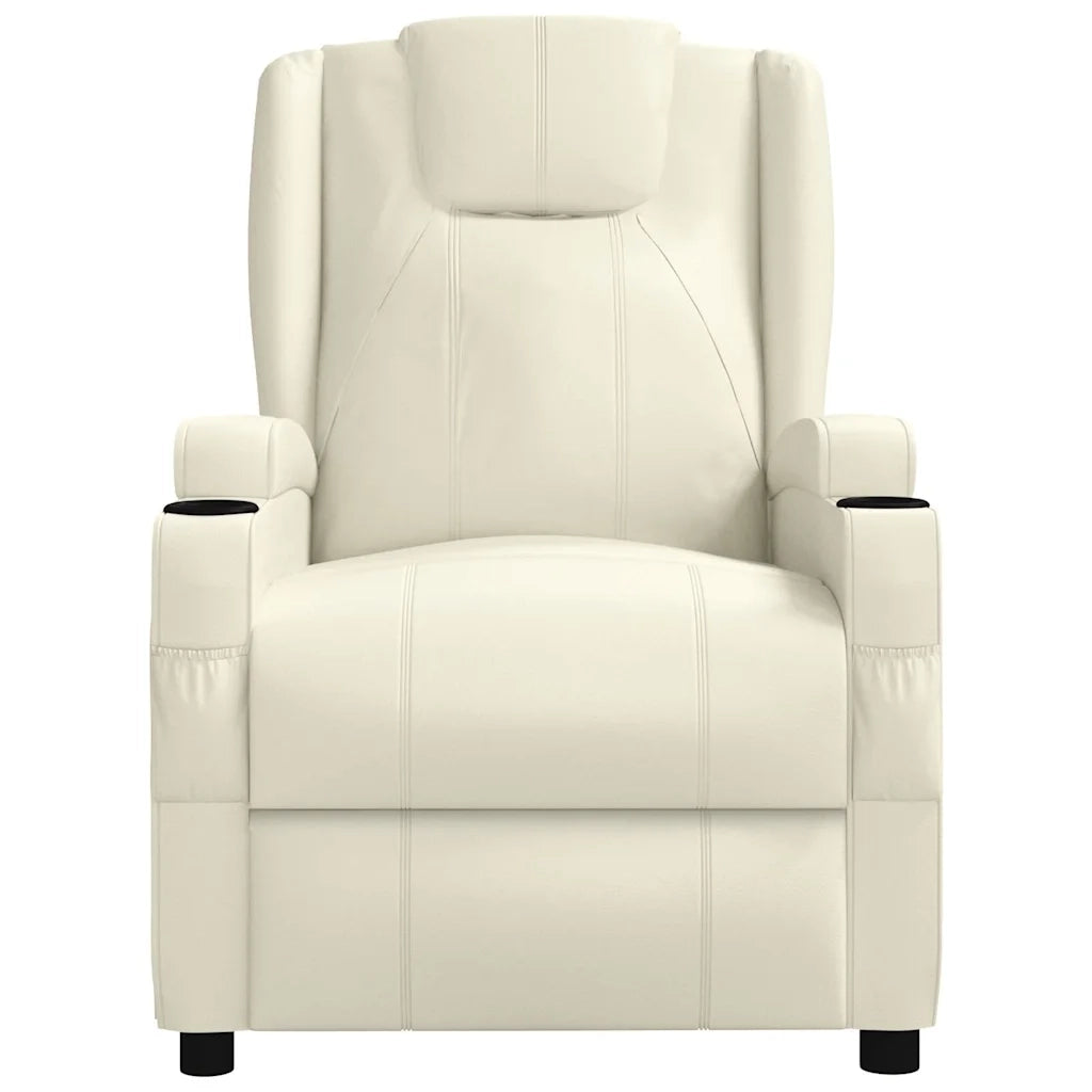 Poltrona Reclinabile Bianco Crema in Similpelle 340960