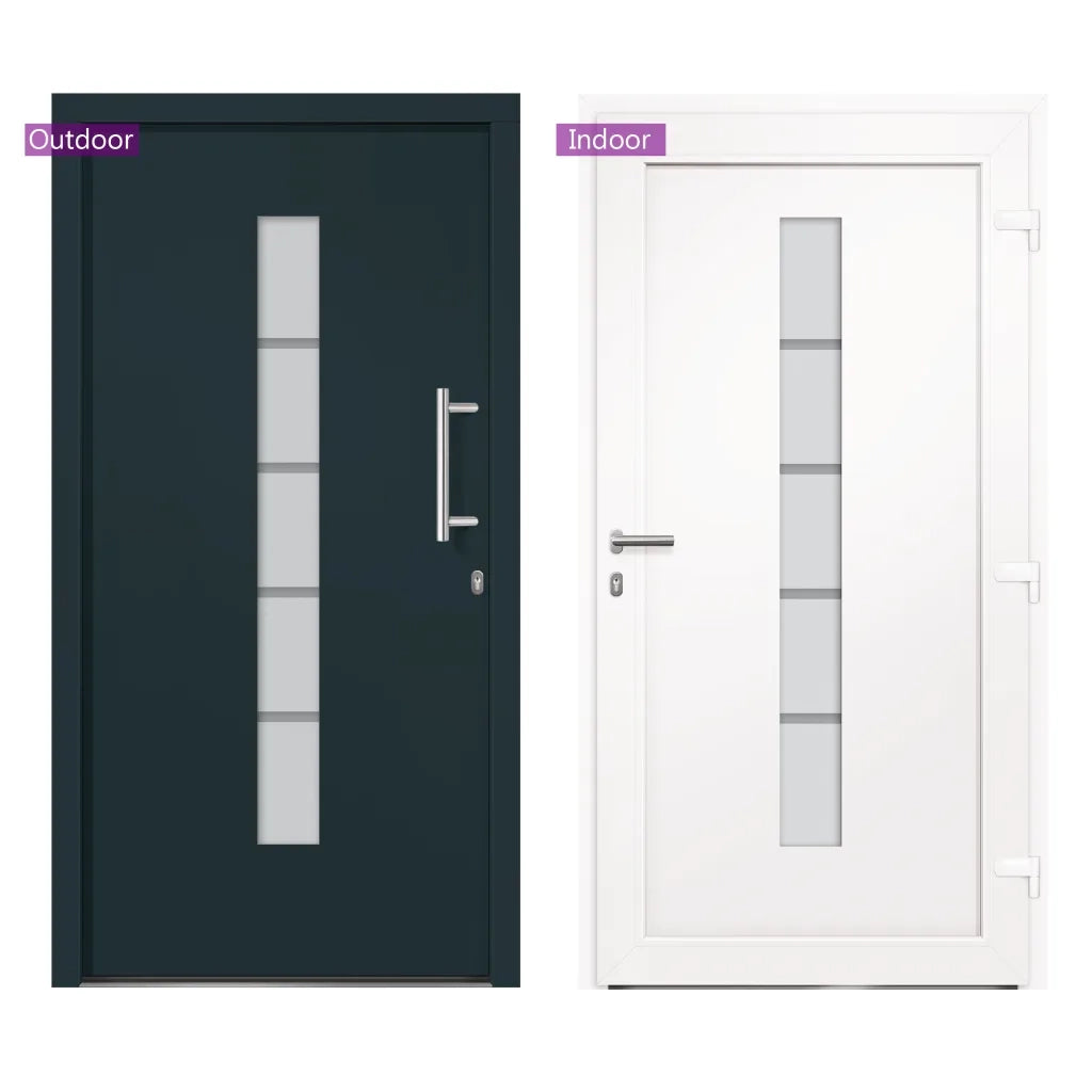 Porta d'Ingresso in Alluminio e PVC Antracite 110x210 cm 3056814