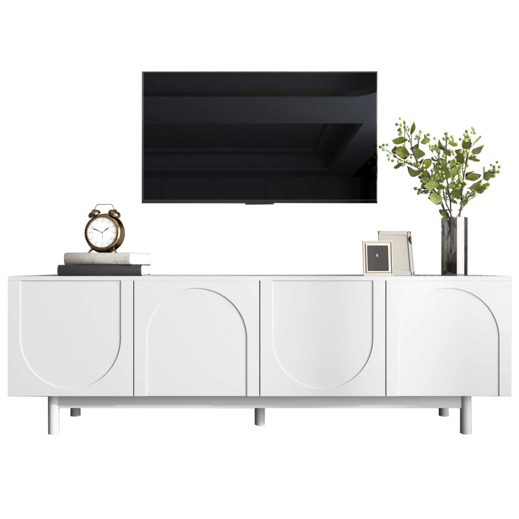 Mobile TV bianco 175x38x56 cm con ripiani regolabili e frontali lucidi