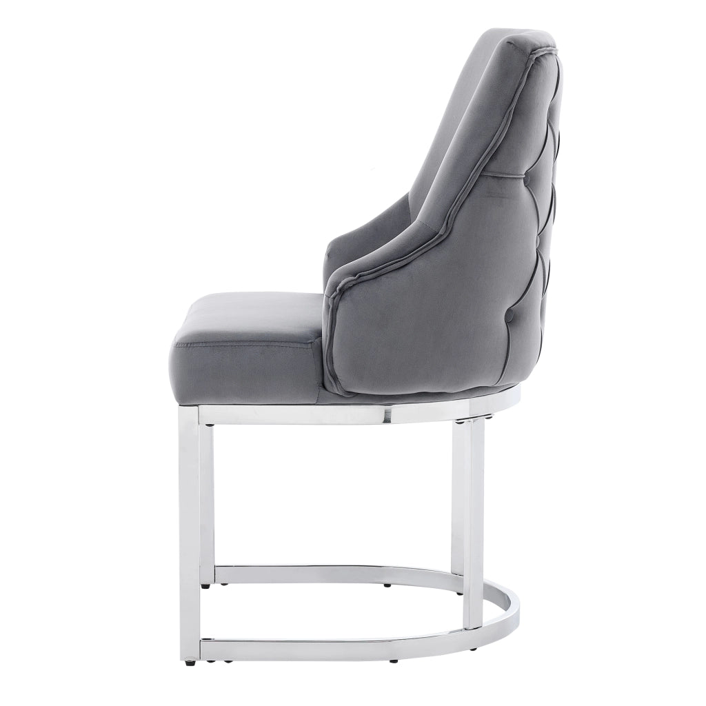 SEDIE da pranzo Set da 2 pezzi Grigio/Argento in velluto
