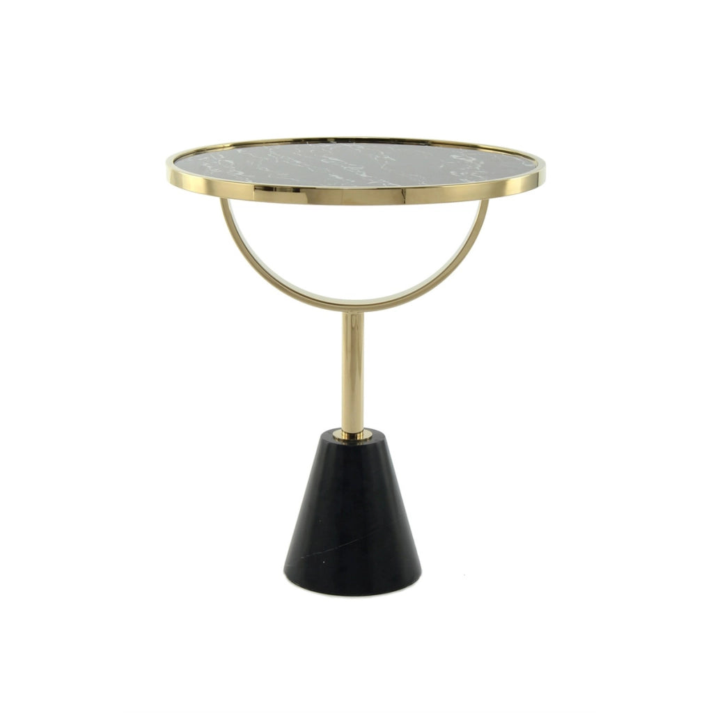 Tavolino da salotto Rocio 100 in vetro marmorizzato nero e oro