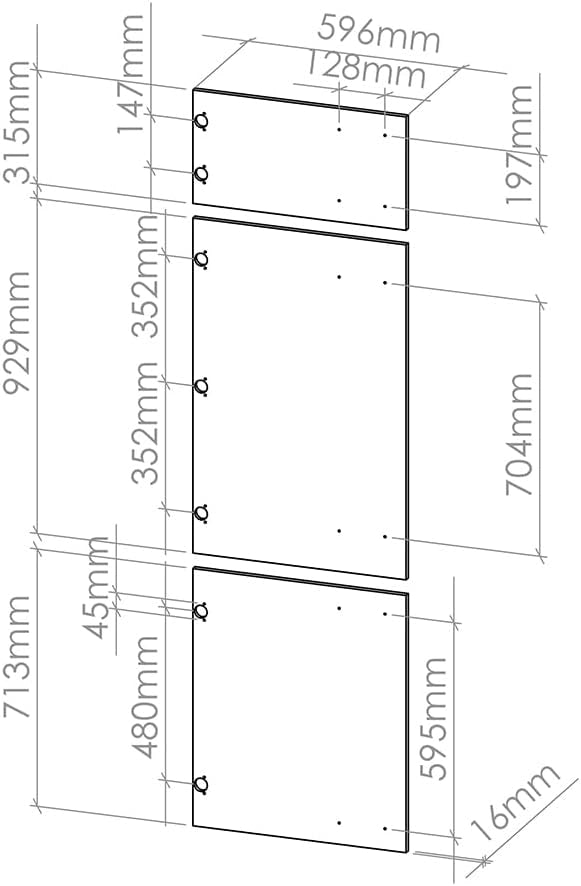 Frontale cucina R-Line, Quercia dorata, 59.6 x 196 cm frontale del mobile per mobile per frigorifero