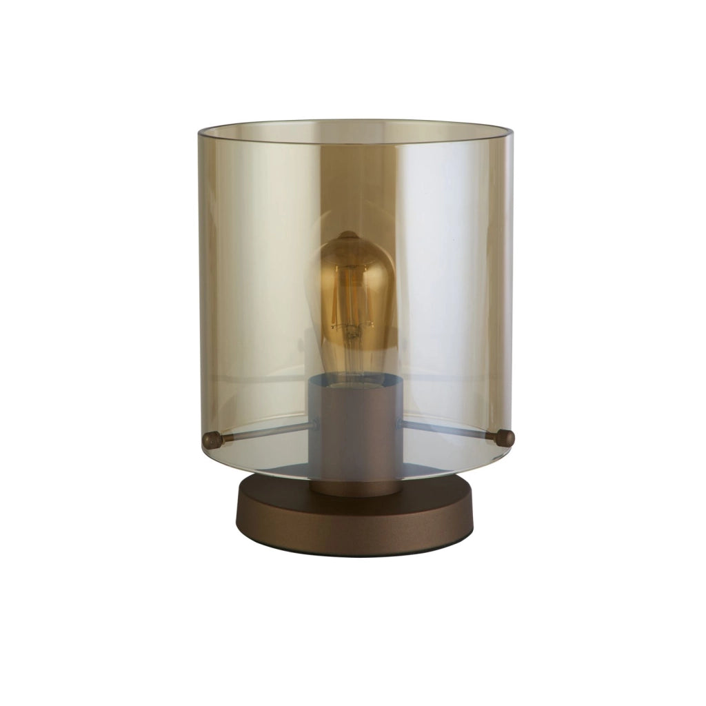 Lampada da tavolo Sweden 1Lt, metallo moka con vetro ambra