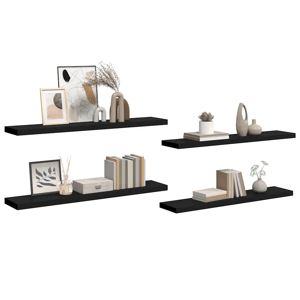 Scaffali a Parete 4 pz Neri 120x23,5x3,8 cm in MDF cod mxl 33666