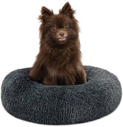 Letto per cani Donut, morbido piumino & bordo alto 40 cm grigio scuro