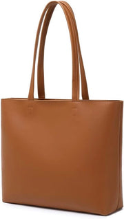 Borsa da lavoro in PU e cuoio – Grande shopper con chiusura a cerniera e tasca interna – Ideale per lavoro, scuola e shopping