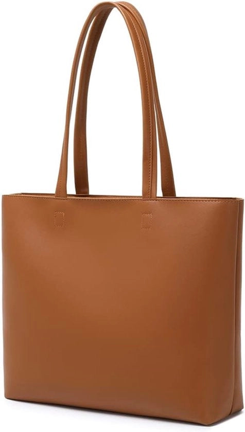 Borsa da lavoro in PU e cuoio – Grande shopper con chiusura a cerniera e tasca interna – Ideale per lavoro, scuola e shopping