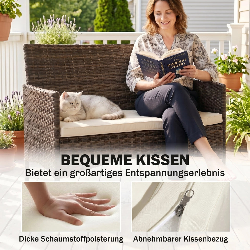 Divano 2 posti in rattan per esterno ¨C zephmum ¨C grigio, tessuto, 90x90x85