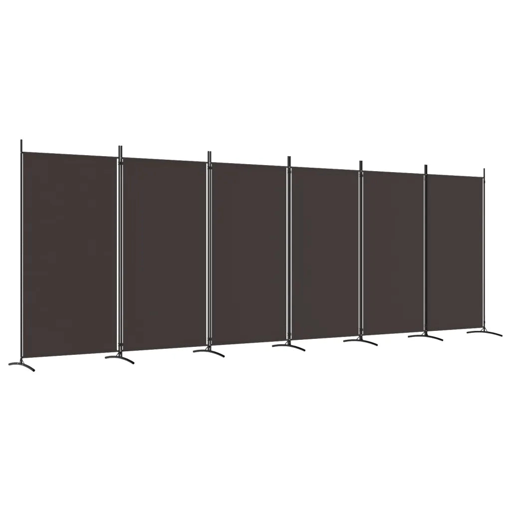 Divisorio Ambienti | Divider per stanze | Paravento a 6 Pannelli Marrone 520x180 cm in Tessuto