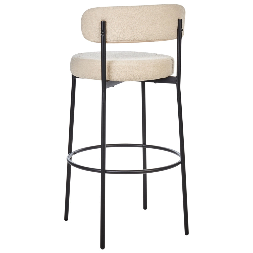 Set di 2 sgabelli da bar Beige chiaro senza braccioli Gambe in acciaio nero Boucle Design moderno Sedute per la sala da pranzo