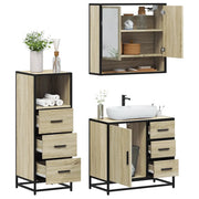 Set Mobili da Bagno 3 pz Rovere Sonoma in Legno Multistrato