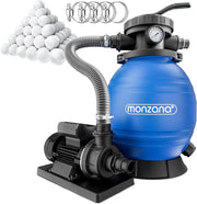 ® Filtro per Piscina a 7 Vie 9.960 L/h Serbatoio 30L con Prefiltro e Sfere Filtranti da 1200g