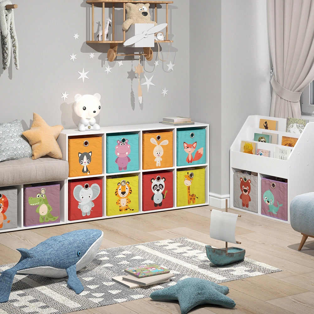 Vicco Libreria bambini Bianco 143 x 72 cm con 8 scatole pieghevoli