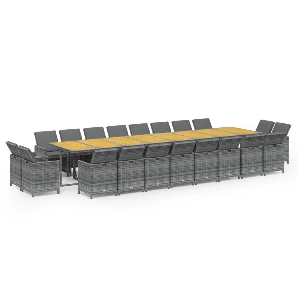 Set da Pranzo per Giardino 21 pz con Cuscini Polyrattan Grigio 3095687