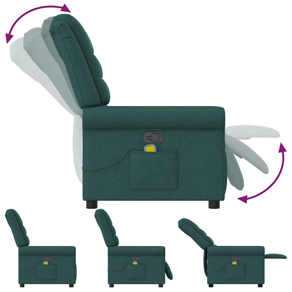 Poltrona Massaggiante | Sedia Relax Reclinabile Verde Scuro in Tessuto