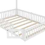DESMIU Letto per Bambini 140 × 190 cm 2 Posti con Sponde di Sicurezza, Senza Materasso, in Pino e MDF, Bianco