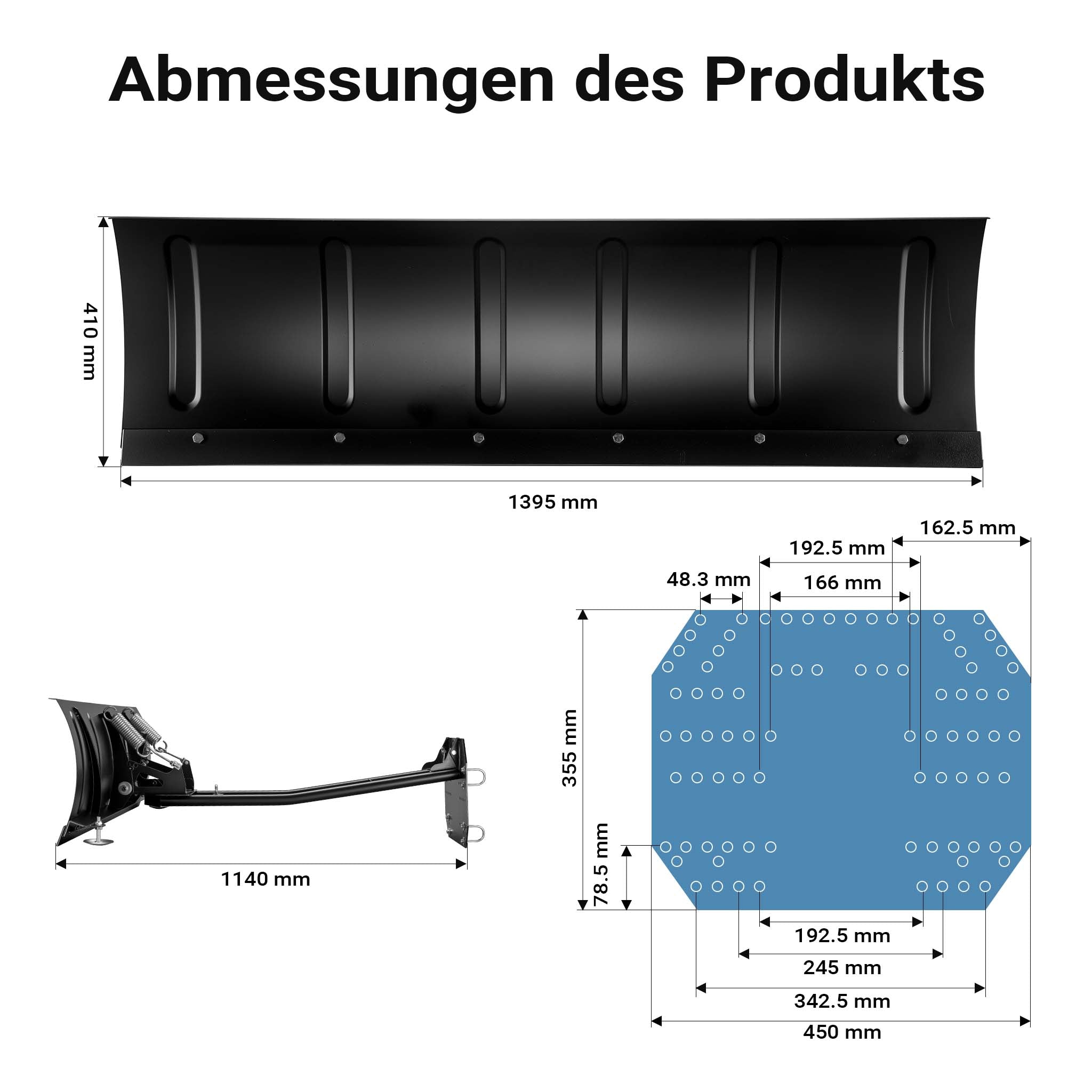 Spazzaneve per quad, 140cm x 40 cm, regolabile, Sgombraneve Spartineve