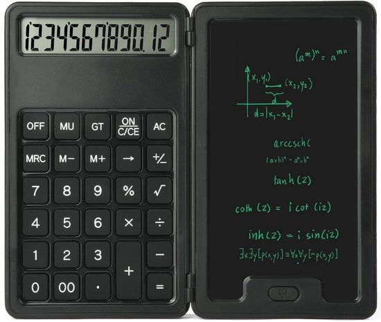 Calcolatrice Portatile con Bloc Notes e Tastiera LCD - 12 Cifre, Display Grande, Ideale per Scuola e Ufficio