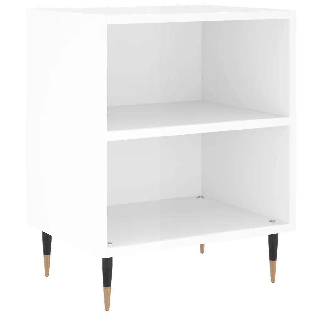 Comodino | Armadio da Notte | Mobiletto da notte Bianco Lucido 40x30x50 cm in Legno Multistrato