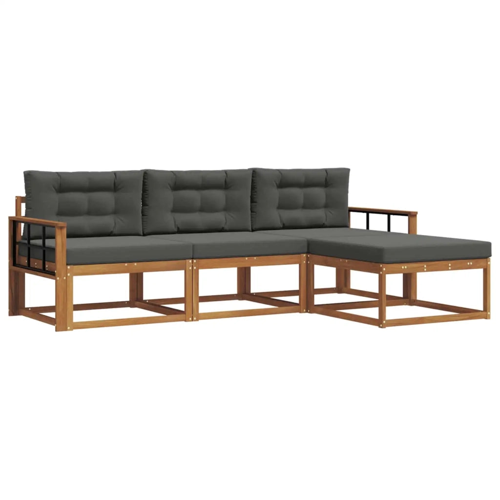 Set di divani da esterno con cuscino 4 pcs Naturale e Antracite