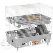 Gabbia per criceti a 2 livelli con ruota ¨C Zephmum ¨C Grigio 44.5x28x44 cm