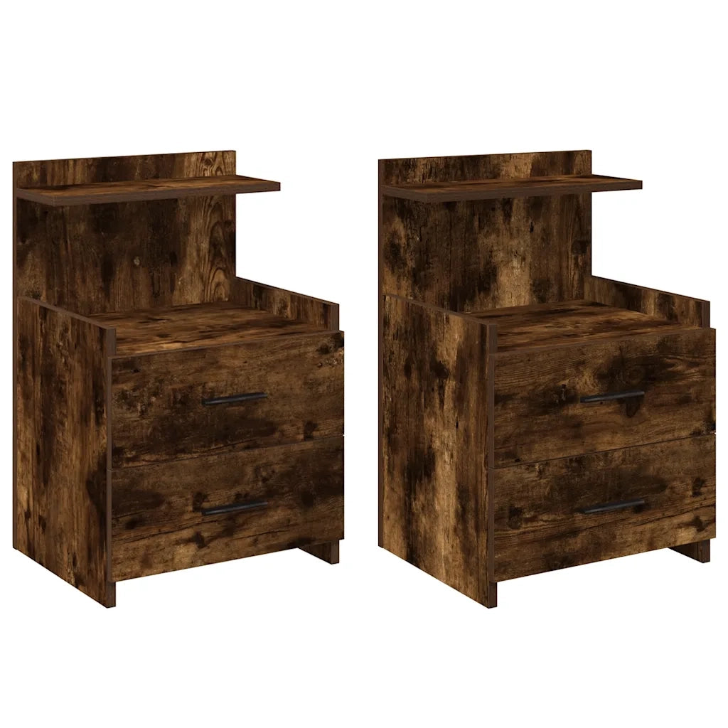 Comodini 2 pz con 2 cassetti Rovere Affumicato 40x36,5x62 cm 858641