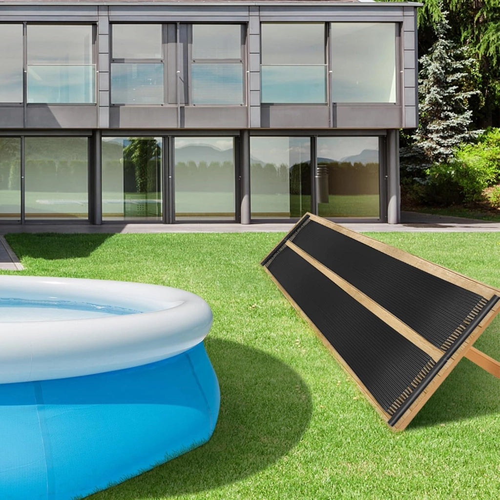 Riscaldatore Solare, Set di 2 Pannelli Solari per Piscina Fuori Terra, Materiale PE di qualità, Set di Accessori Completi, per Piscina Fino a 12000L di Acqua, Nero (6 x 0,75 m)