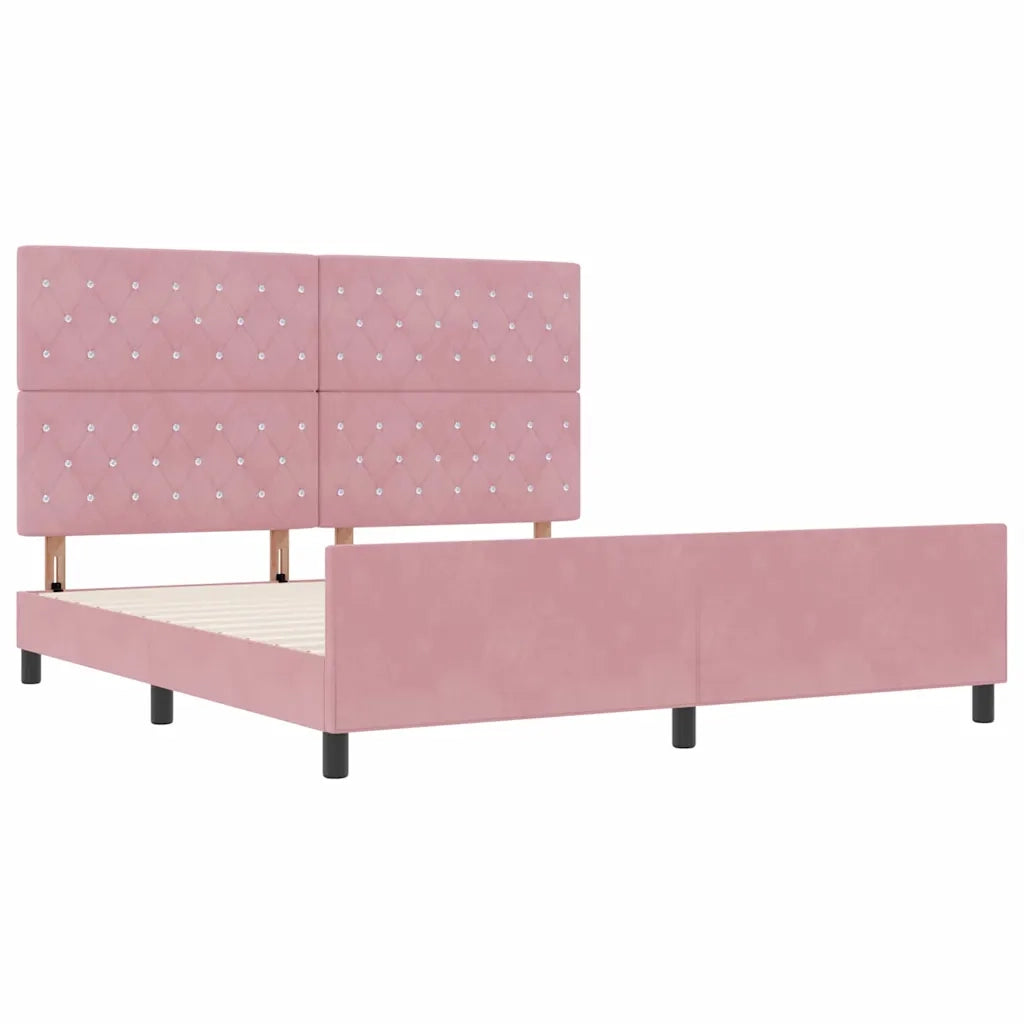 Letto a molle con testiera Rosa 180 x 200 cm Velluto 3344896