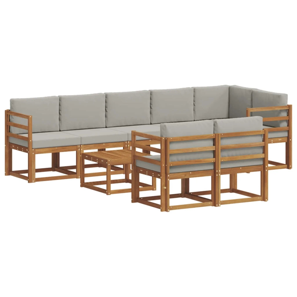 Set di divani da esterno 9 pcs Grigio Naturale e Chiaro