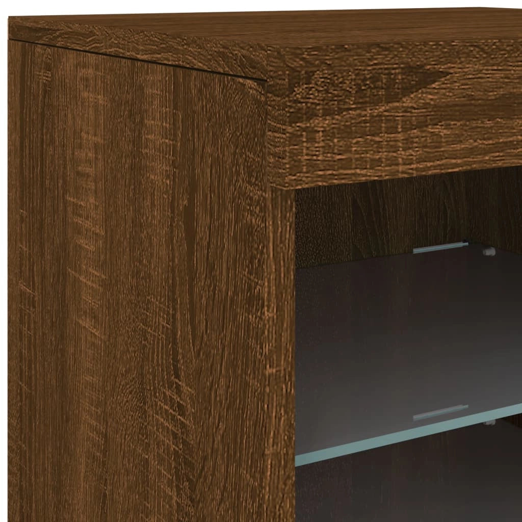 Credenza cassettiera armadio mobile contenitore organizer per cucina soggiorno salotto con luci LED 41 x 37 x 67 cm marrone 02_0029923
