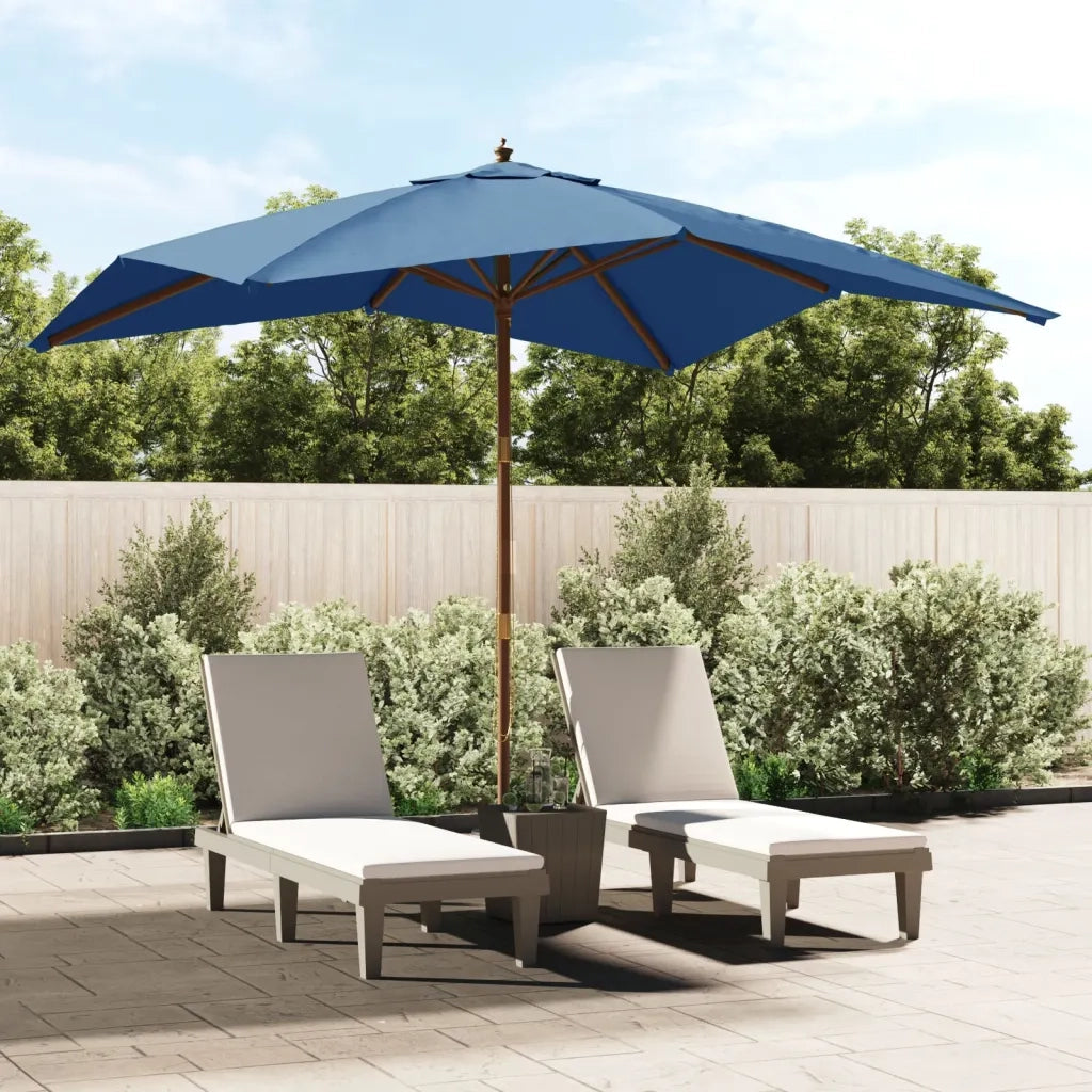 Ombrellone da Giardino-Ombrello da Balcone con Palo in Legno Azzurro 300x300x273 cm