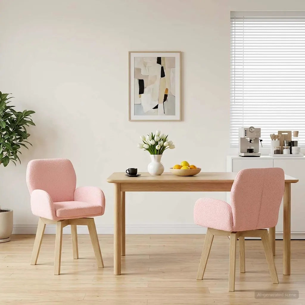 Sedie da pranzo girevoli 2 pz Bouclé Rosa 54 x 58 x 87 cm 42034332