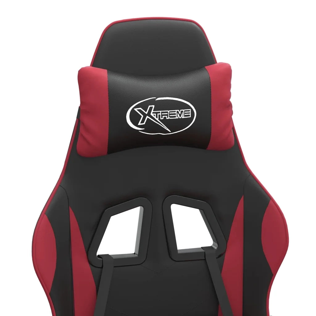 Sedia da Gaming Girevole Nero e Rosso Vino in Similpelle 349574