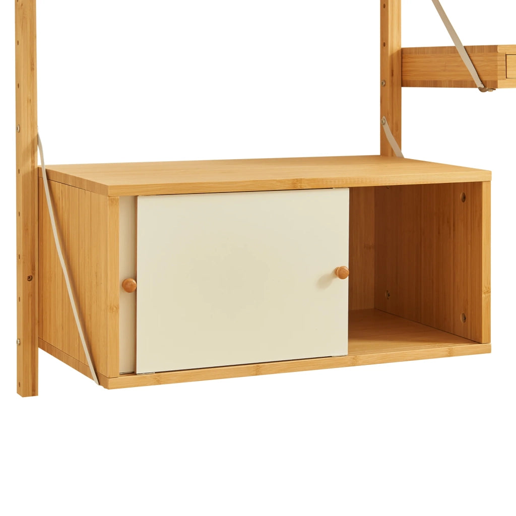 Scaffale dal design senza tempo per soggiorno/camera da letto mobiletto portaoggetti da parete in bambù 176 x 147 x 34 cm finitura naturale 03_0011293