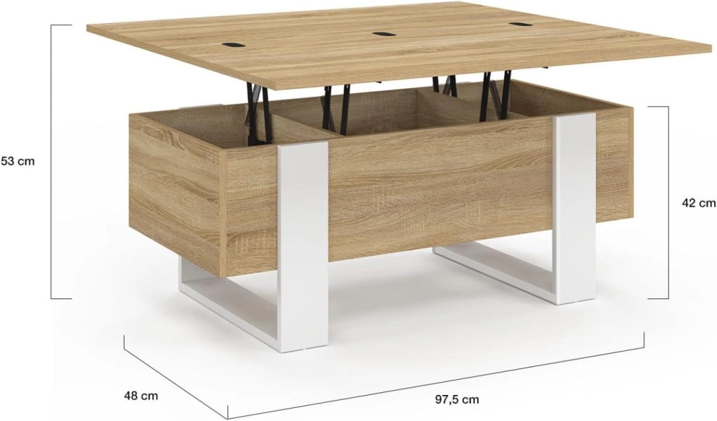 Tavolino rettangolare, trasformabile in un tavolo da pranzo PHOENIX in legno e bianco