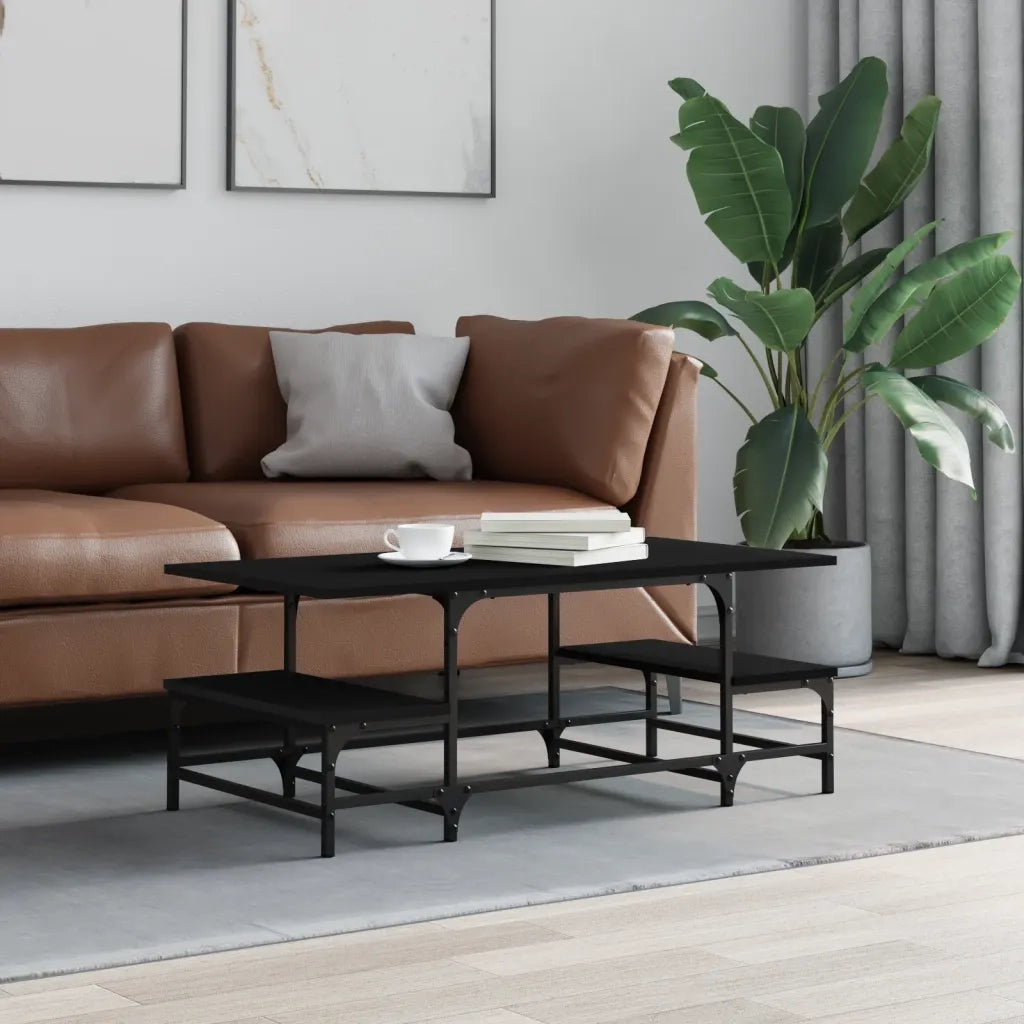 Tavolino da Salotto-Tavolino da soggiorno-Tavolo Nero 100x50,5x40 cm in Legno Multistrato