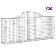 Cestini gabbioni recinzione a gabbia muro di contenimento ad arco 20 pezzi 200 x 30 x 80/100 cm ferro zincato argento 02_0040598
