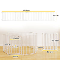 Recinto per Cani a 8 Pannelli Modulabili 61x3x75 cm con Chiusura Automatica in Acciaio e ABS Bianco