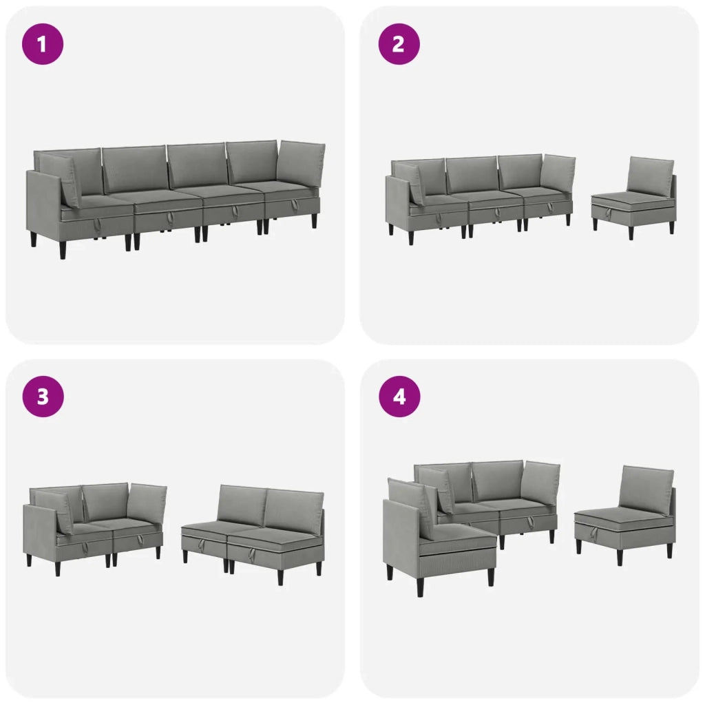 Set di mobili per il soggiorno 4 pcs Grigio scuro Tessuto 3413804