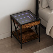 Comodino con LED Infinity Rovere Fumo 40x40x49 cm