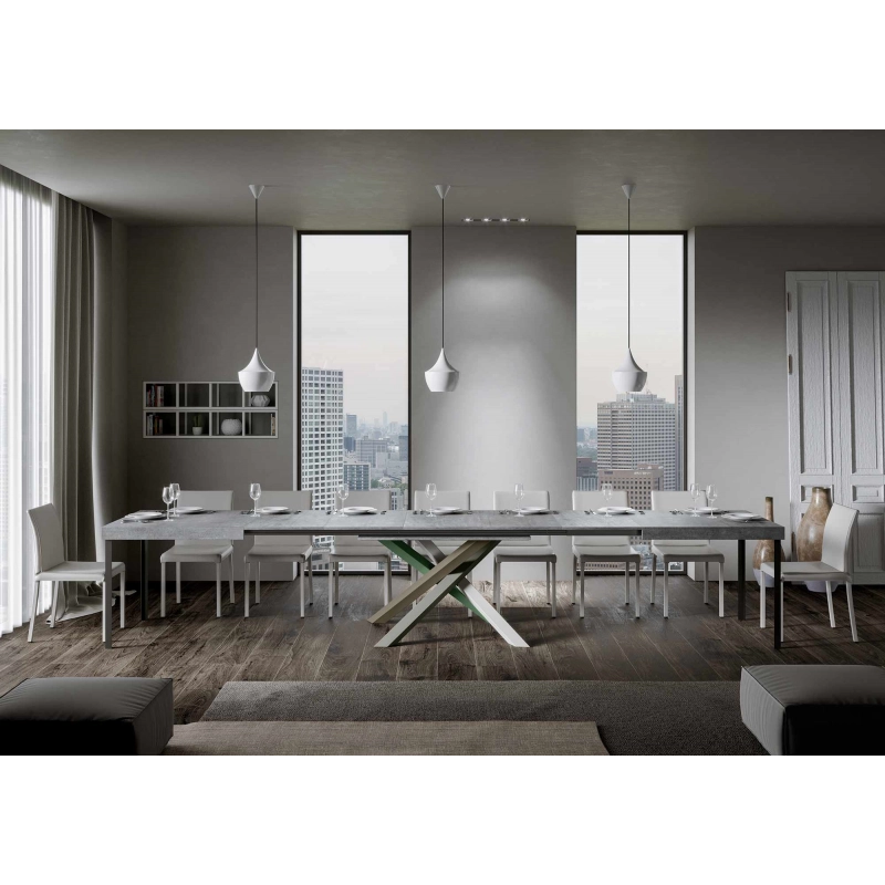 Tavolo allungabile 90x180/440 cm Volantis telaio gambe 4 colori (A) - Cemento