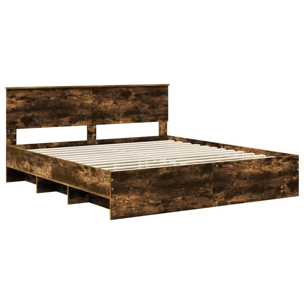 Struttura del letto Rovere fumé 200 x 200 cm Legno multistrato