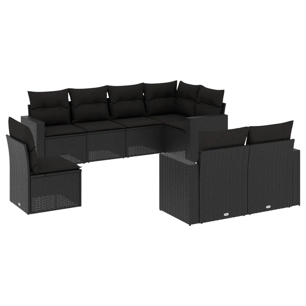 Set Divani da Giardino con Cuscini 8 pz Nero in Polyrattancod mxl 112260